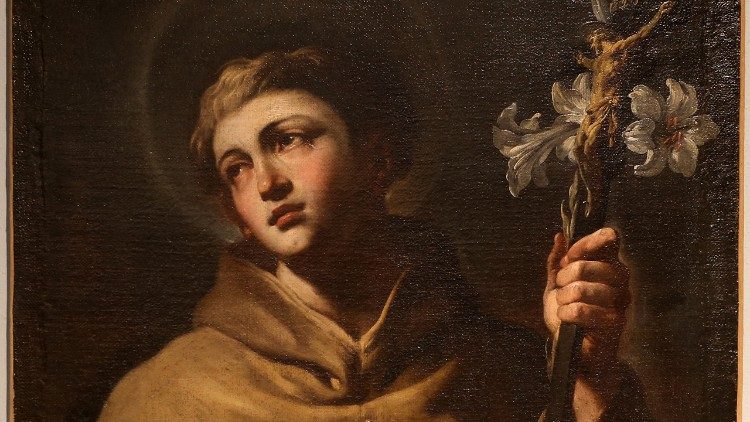 Un'immagine di Sant'Antonio con in mano un giglio, simbolo di purezza 