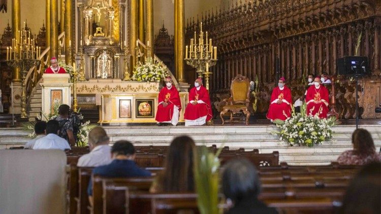 Monseñor Carlos Castillo en la Misa de Domingo de Ramos