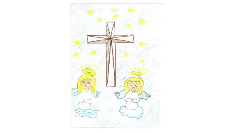 Dessin illustrant les méditations de la Via Crucis 2021, réalisé par des enfants. 