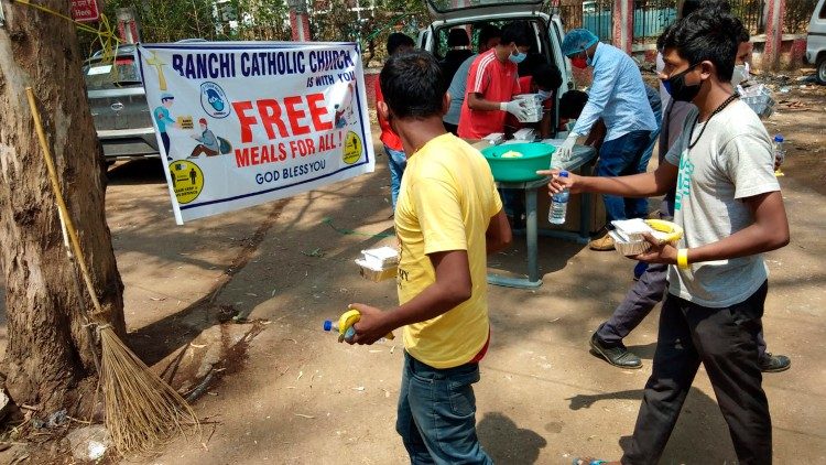 A lunch stall by Ranchi Archdiocese at the RIMS Hospital in Ranchi, India. 