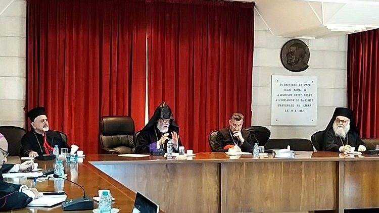 Хрысціянскія патрыярхі Лівана падчас сустрэчы ў Бкерке. 2021.06.09