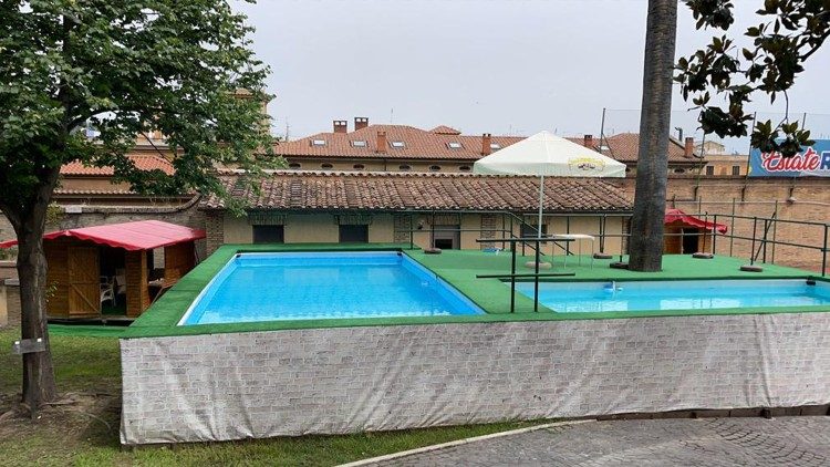 As piscinas também já foram montadas para as atividades aquáticas