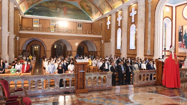 Maronite Patriarch Cardinal Bechara Rai of Lebanon at a celebration in Diman on 11 July 2021