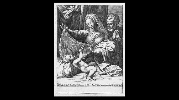 Giorgio Ghisi, Madonna del Velo, 1575, incisione. Roma, Istituto Centrale per la Grafica