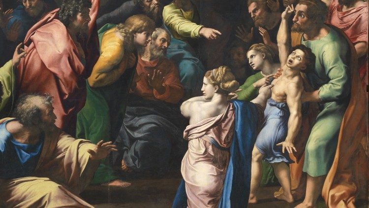 Raffaello Sanzio, Trasfigurazione, particolare del giovane ossesso