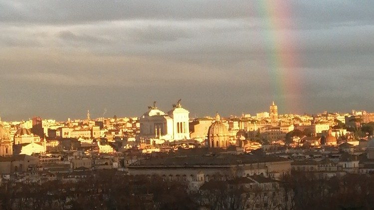 Römischer Himmel mit Regenbogen