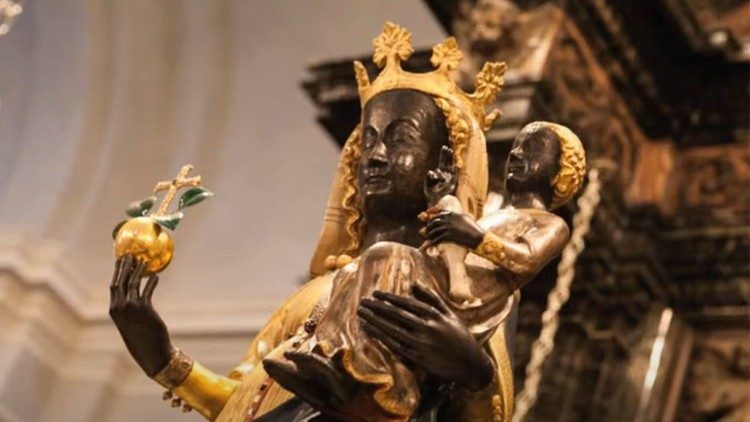 Statue of the Black Madonna, Sanctuary of Oropa, Biella, Italy