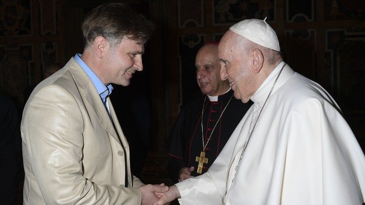Назар Дуда під на зустрічі з Папою Франциском, 17 вересня 2021 р.
