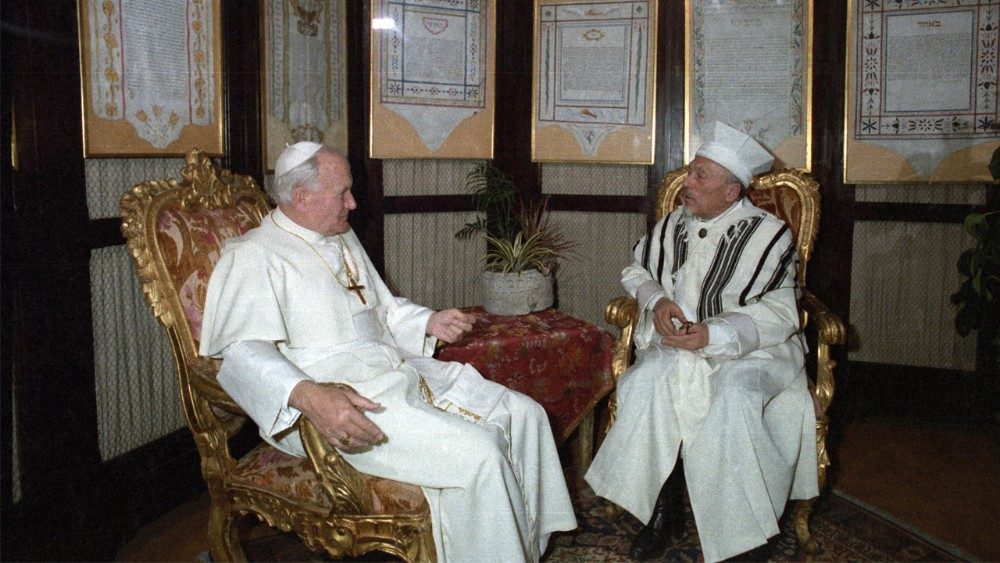 Juan Pablo II y el rabino Toaff