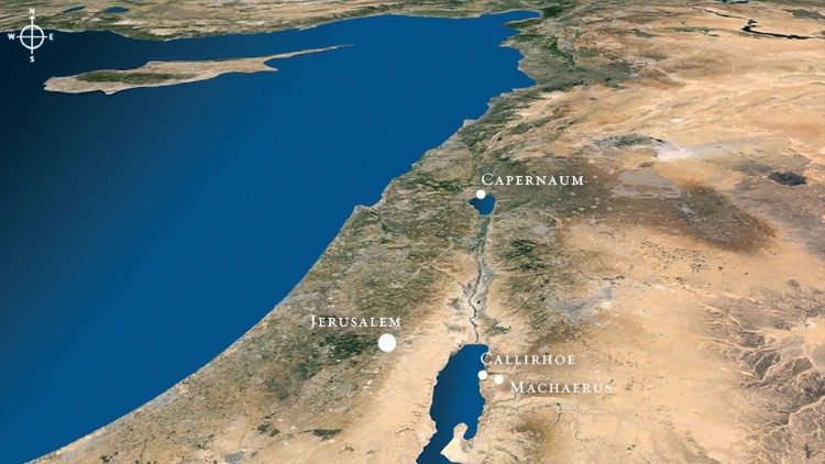 Macheronte en el mapa de Tierra Santa