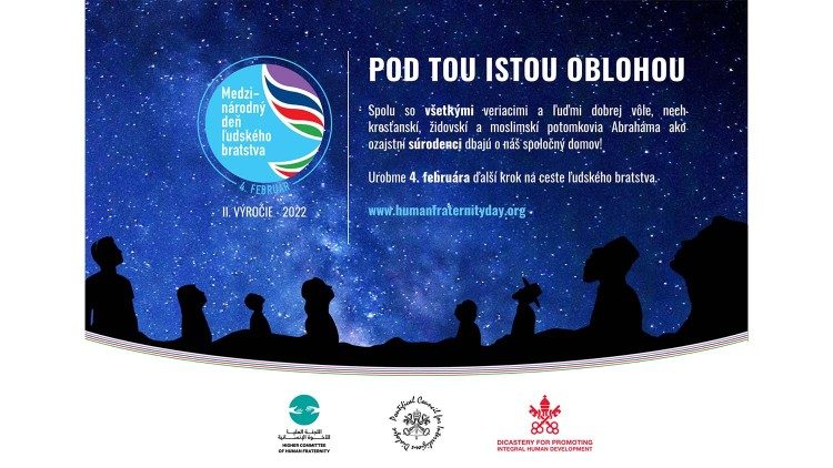 Plag&aacute;t s mottom 2. medzin&aacute;rodn&eacute;ho dňa ľudsk&eacute;ho bratsktva