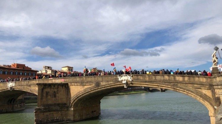 Manifestación por la paz en Florencia, Italia