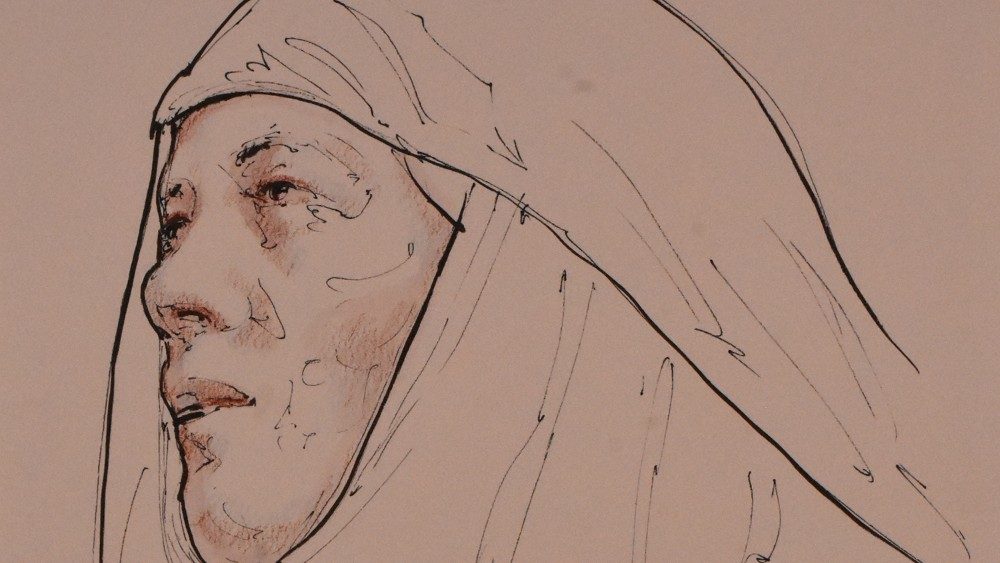 Santa Brigida di Svezia (particolare) - disegno di Rodolfo Papa