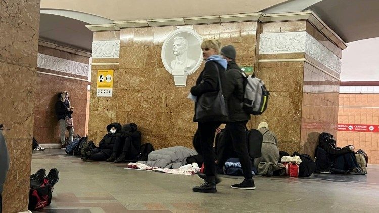 Una foto scattata da Victoria nella stazione della Metro di Kiev dove si era rifugiata