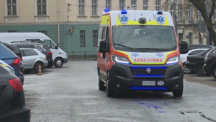 L'arrivo dell'ambulanza a Leopoli