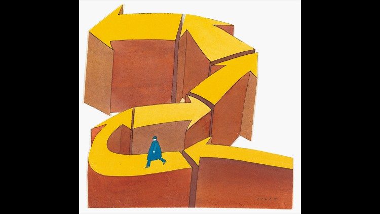 Jean-Michel Folon Sans titre, s.d. Inchiostri colorati, collage