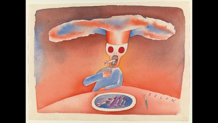 Jean-Michel Folon Le Festin, 1983 Acquarello