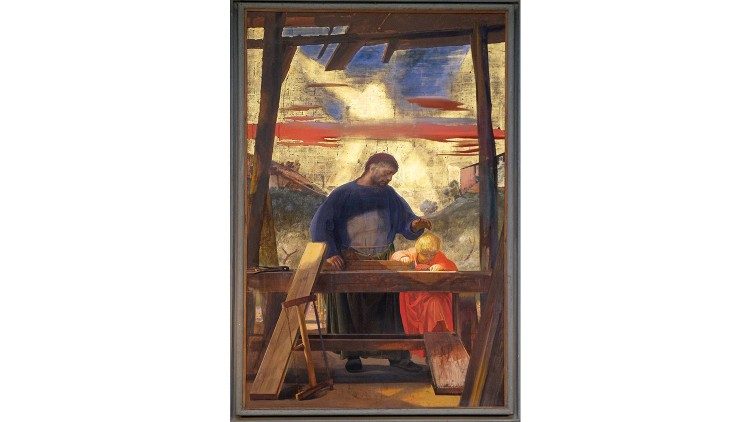 Pietro Annigoni, Giuseppe Falegname con Gesù Bambino, 1964, basilica di san Lorenzo, Firenze