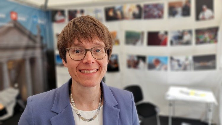 Beate Gilles am Samstag am RV-Stand in Stuttgart