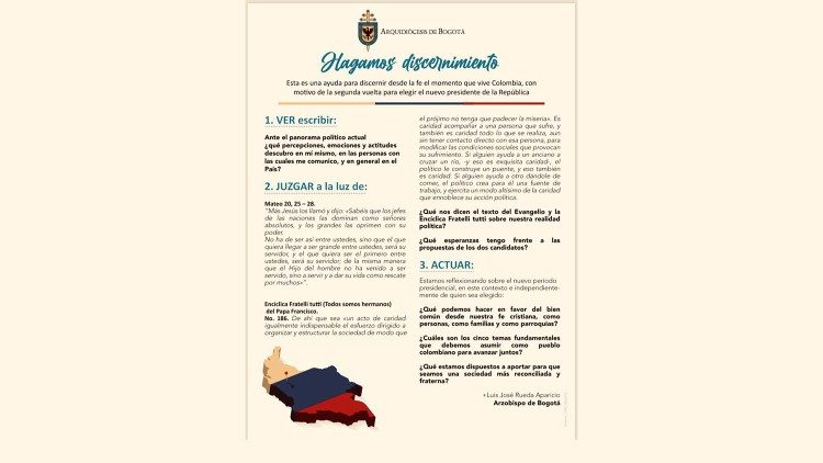 El arzobispo de Bogotá ofrecer una guía para discernir sobre el voto del próximo 19 de junio.