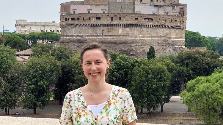 Ernesta Karnilaitė at Vatican Radio's headquarters in Rome