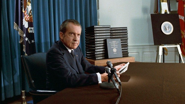 Nixon durante il discoro televisivo del 29 aprile 1974.