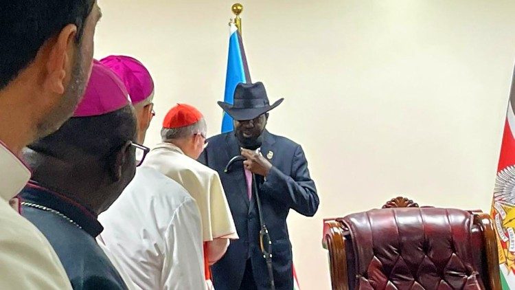 Cardinal Parolin and president Salva Kiir