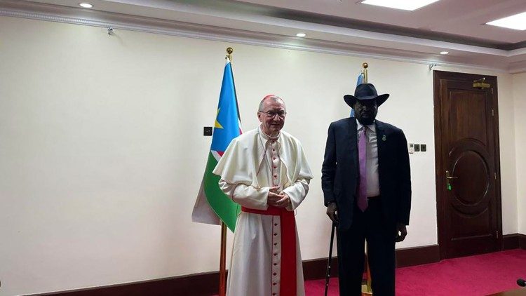 Cardinal Parolin and president Salva Kiir