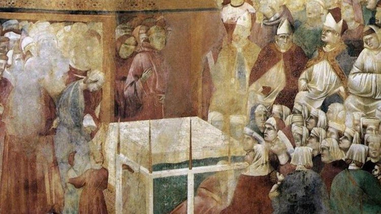 Canonización de San Francisco de Asís, en la 24 escena de las 28 de la serie de frescos de las historias de San Francisco, atribuidas a Giotto.