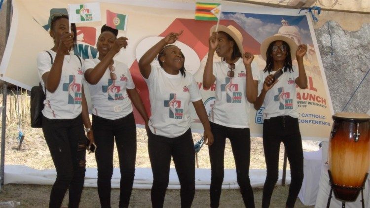Some of the young at the Zimbabwe World Day youth celebrations.