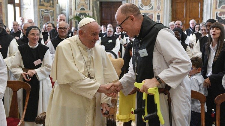 Pope Francis greets participants in the General Chapter of the Order of Cistercians of the Strict Observance