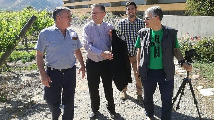 Archbishop René Osvaldo Rebolledo Salinas with Fr. Gaetano Borgo during the making of the documentary