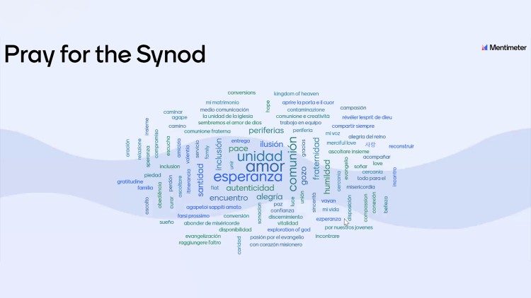 Como parte de uma dinâmica, os jovens escreveram uma palavra que representa uma missão realizada, um sonho, uma esperança relacionada às missões no "continente digital" e, com todas elas, este diagrama foi criado.