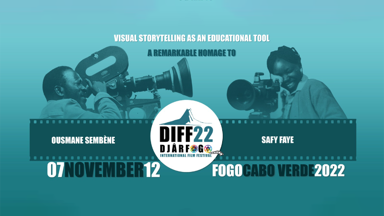 O cartaz da abertura oficial na cidade da Praia com homenagem a Ousmane Sembène e Safy Faye