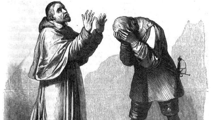 Una rappresentazione dell'incontro tra l'Innominato e il cardinale Federico