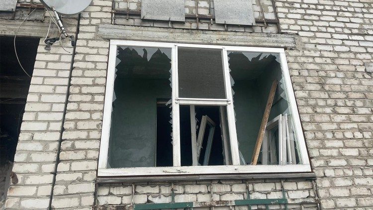 A broken window in Izyum