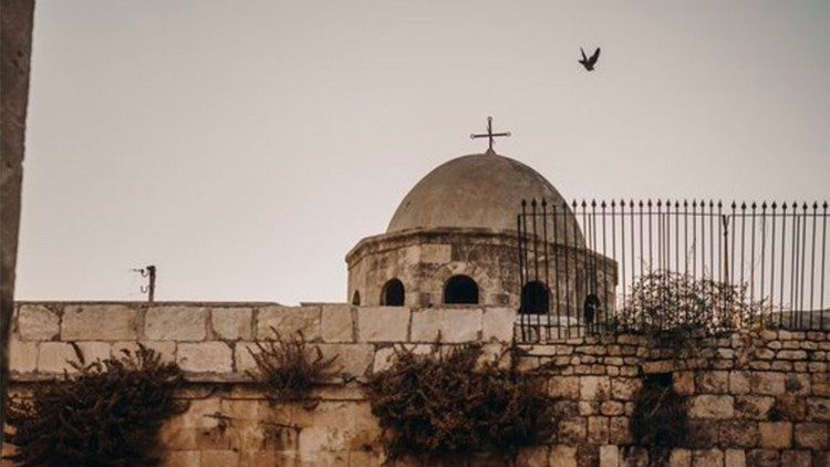A damaged church in Aleppo