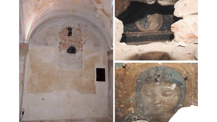 La parete settecentesca oltre la quale è emerso l'affresco del Quattrocento