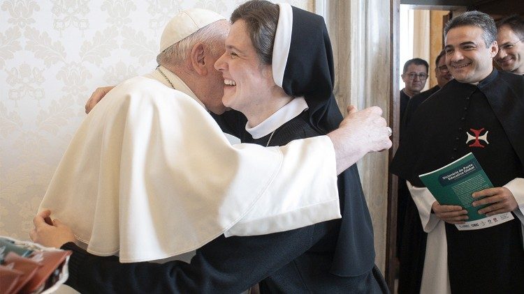 Momento do encontro com o Papa