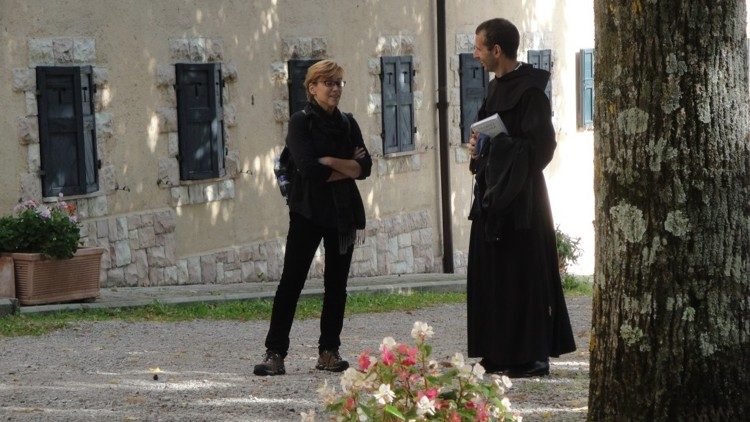 Brother Gregory chats to a student