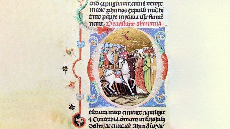 Attila király és I. Szent Leo pápa a Képes Krónikában