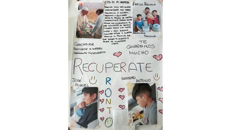 The poster given to Pope Francis by the family of Miguel Angel