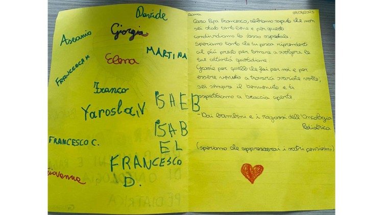 A card for Pope Francis from young patients in Gemelli's paediatric cancer ward