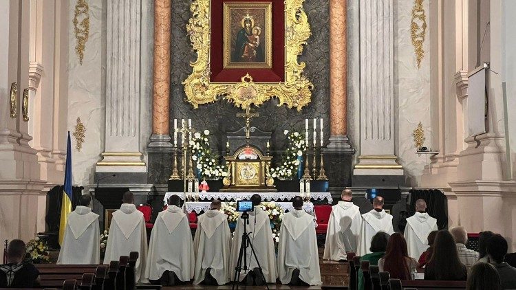 Mass in the Shrine of Our Lady of Berdychiv, in Ukraine