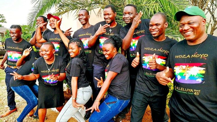 I componenti dell'Alleluya Band pronti alla partenza per la GMG di Lisbona