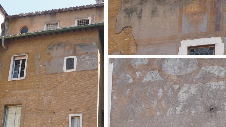 Frammenti di pittura ancora visibili nel Cortile
