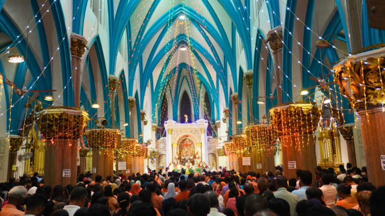 The faithful gather in St. Mary's Basilica