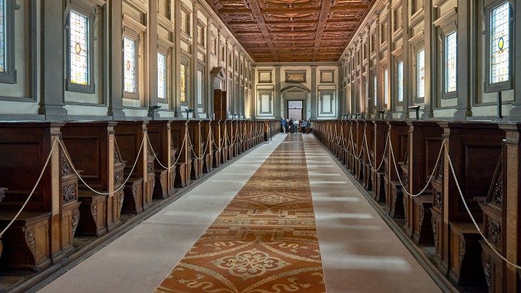 La sala di lettura della Biblioteca Medicea Laurenziana