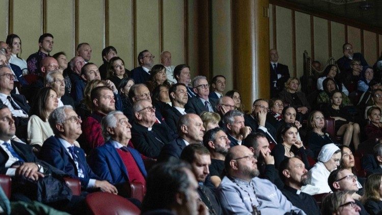 Pope Francis attends the screening