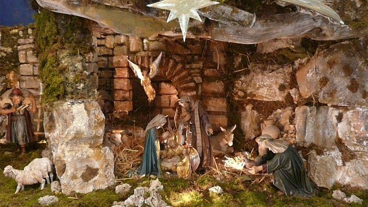 Un'immagine del presepe allestito a Casa Santa Marta